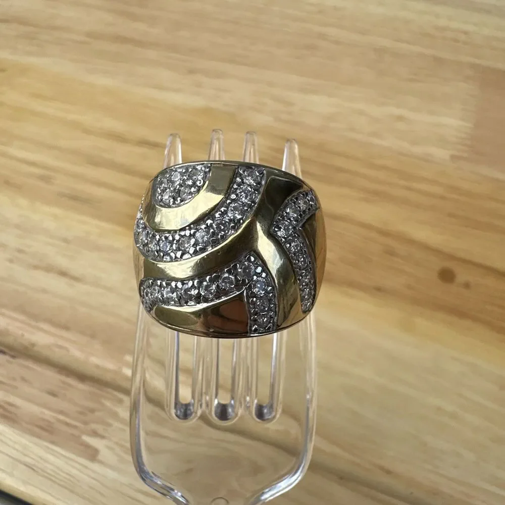 SETA 925 Gold Plated Silver Ring w/ Diamond Accents – Size 8 – 11.9g Unisex